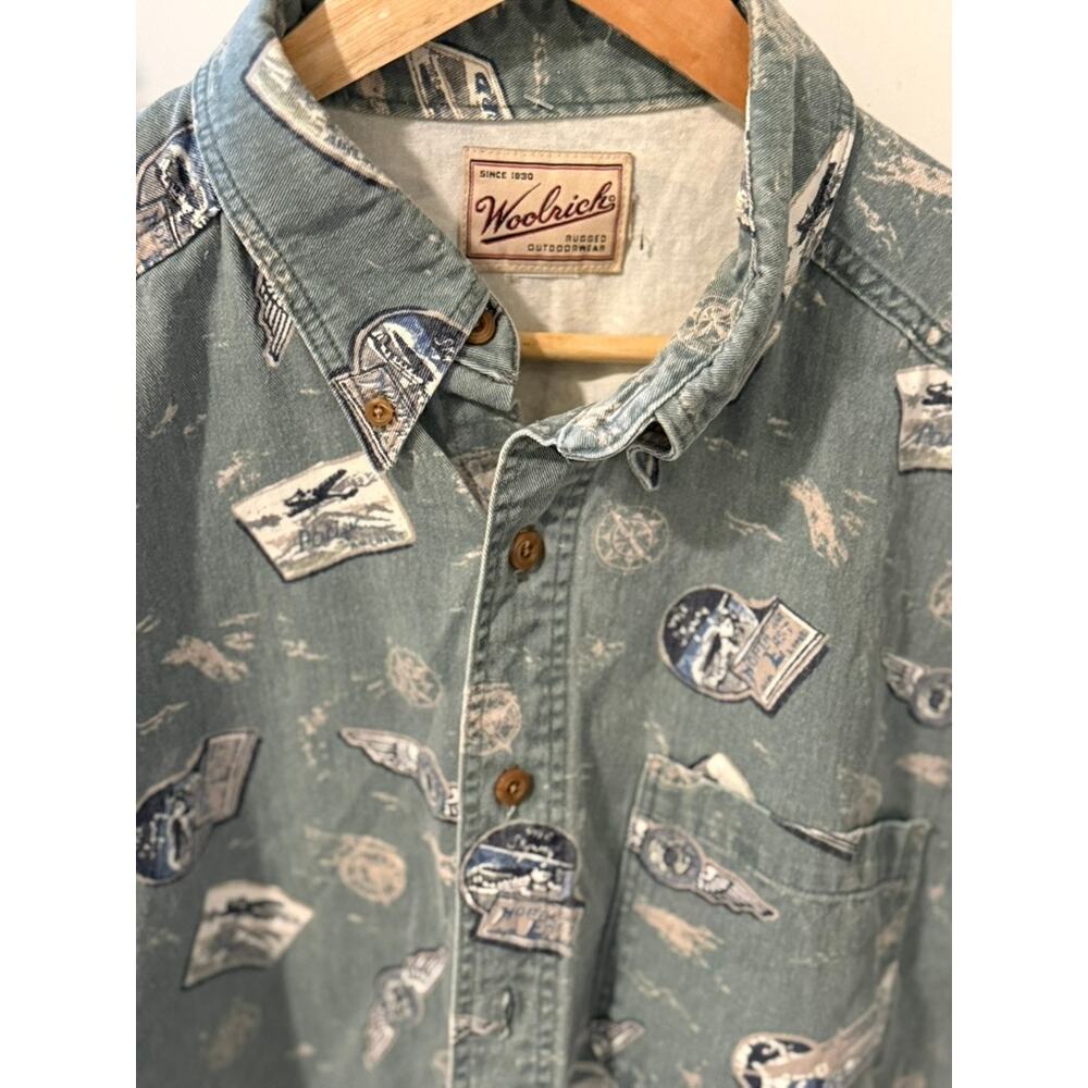 Woolrich Vintage Graphic Outdoor Button Up Shirt ✨